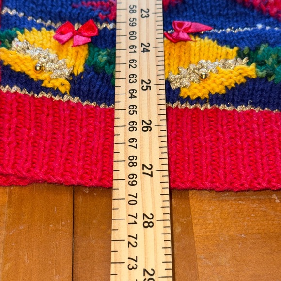 Vintage Talbots Christmas Hand Knit Button Cardigan Sweater Womens M Holiday - Picture 8 of 8